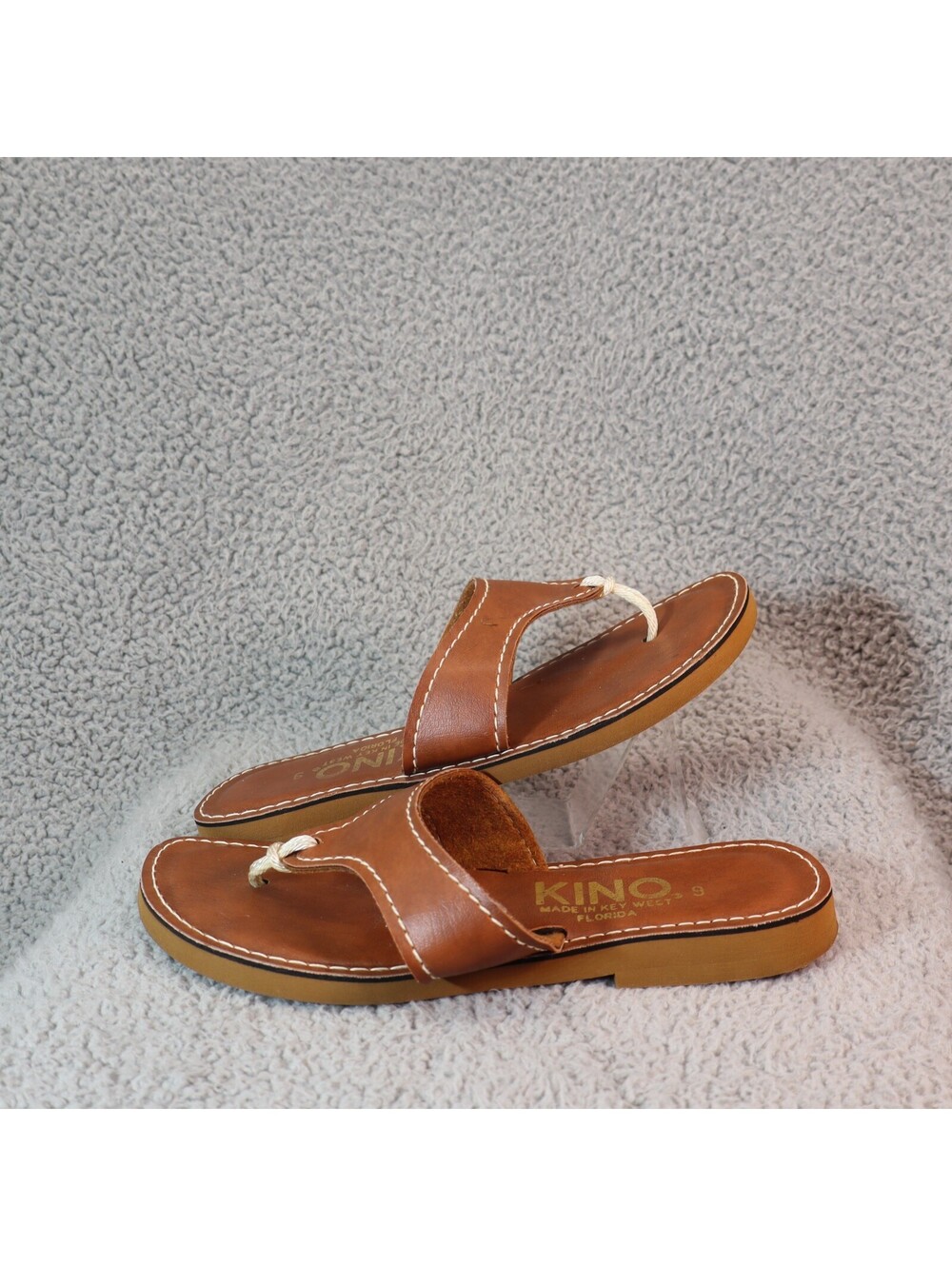 Kino Leather Key West Sandals Toe Strap Woman Sz 9 Brown